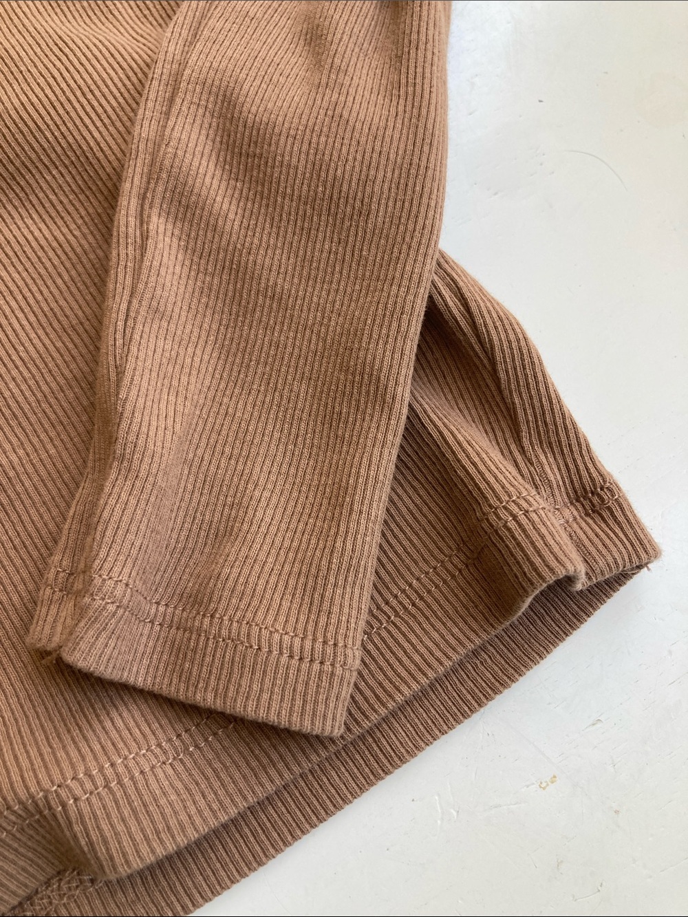 Cotton On Tan Brown Ribbed Long Sleeve Crewneck Top Women’s Knit Shirt - Picture 5 of 6